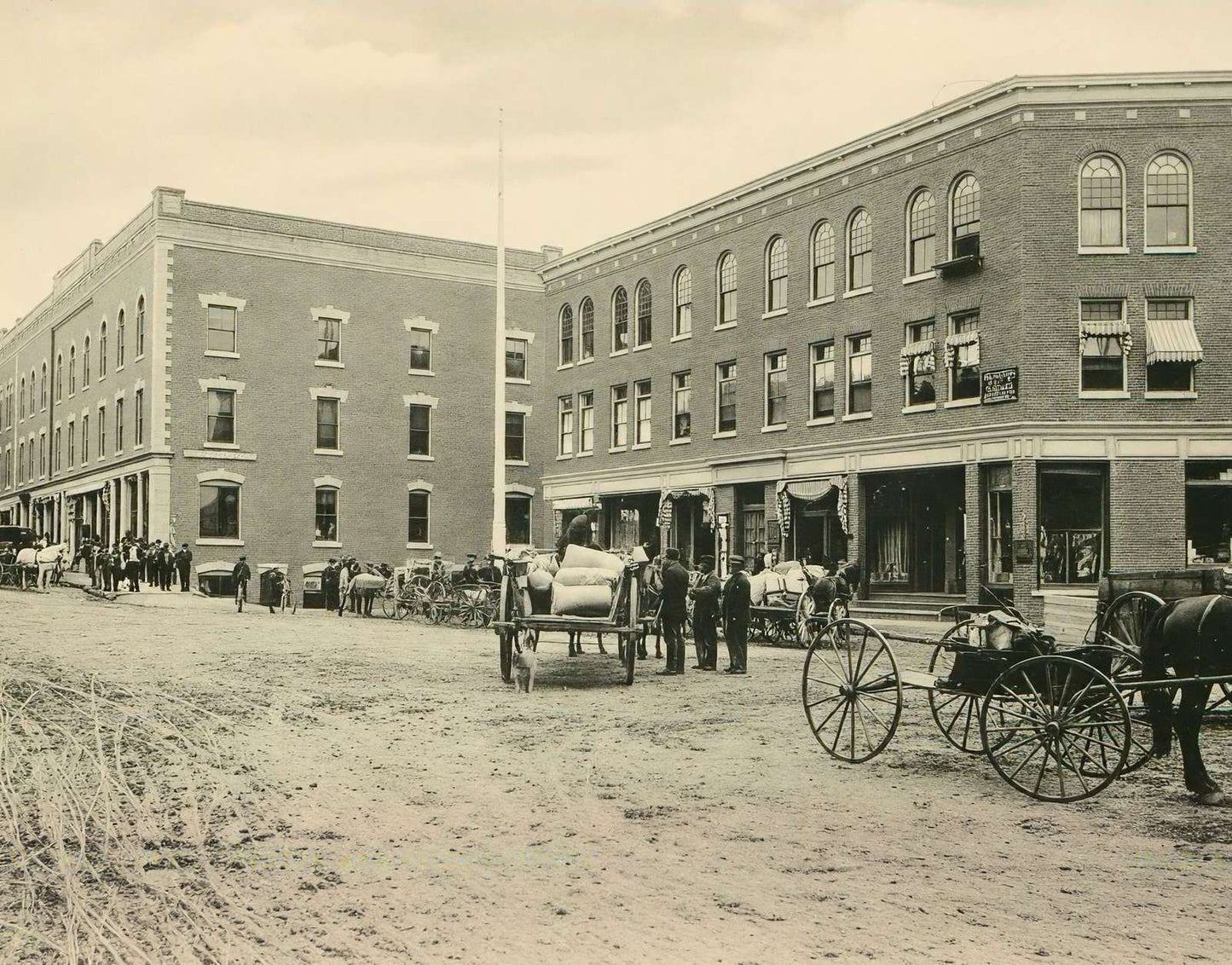 Bank Boynton and Parker Blocks Lisbon NH in 1906 Vintage Print (7 Sizes)