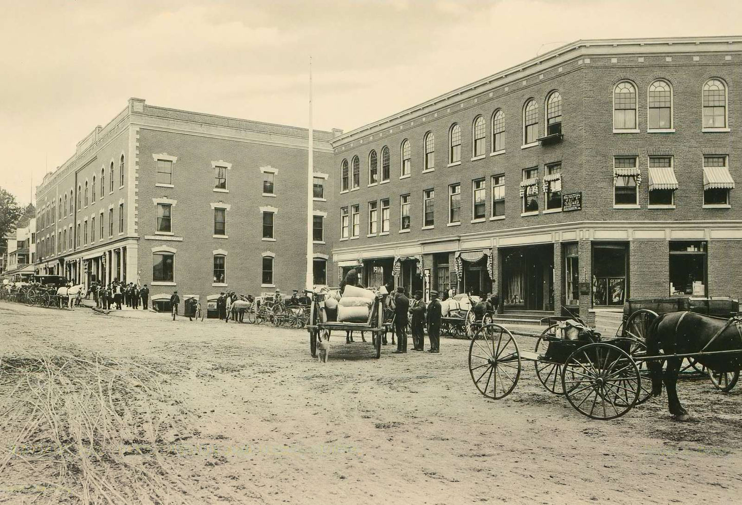 Bank Boynton and Parker Blocks Lisbon NH in 1906 Vintage Print (7 Sizes)