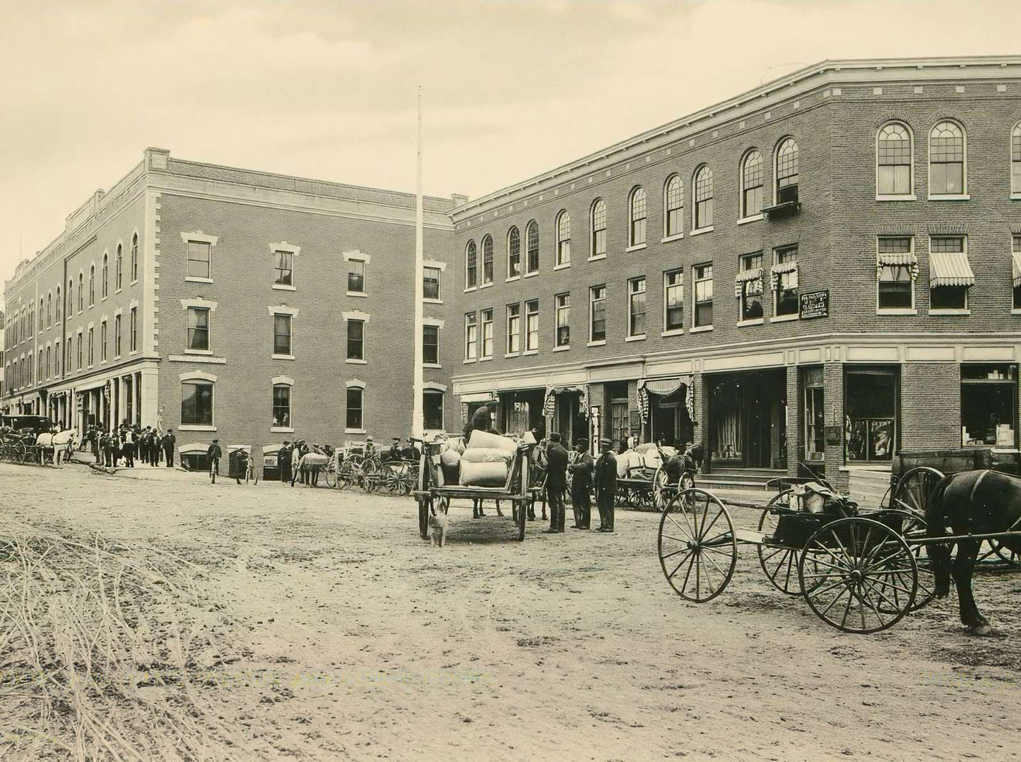 Bank Boynton and Parker Blocks Lisbon NH in 1906 Vintage Print (7 Sizes)