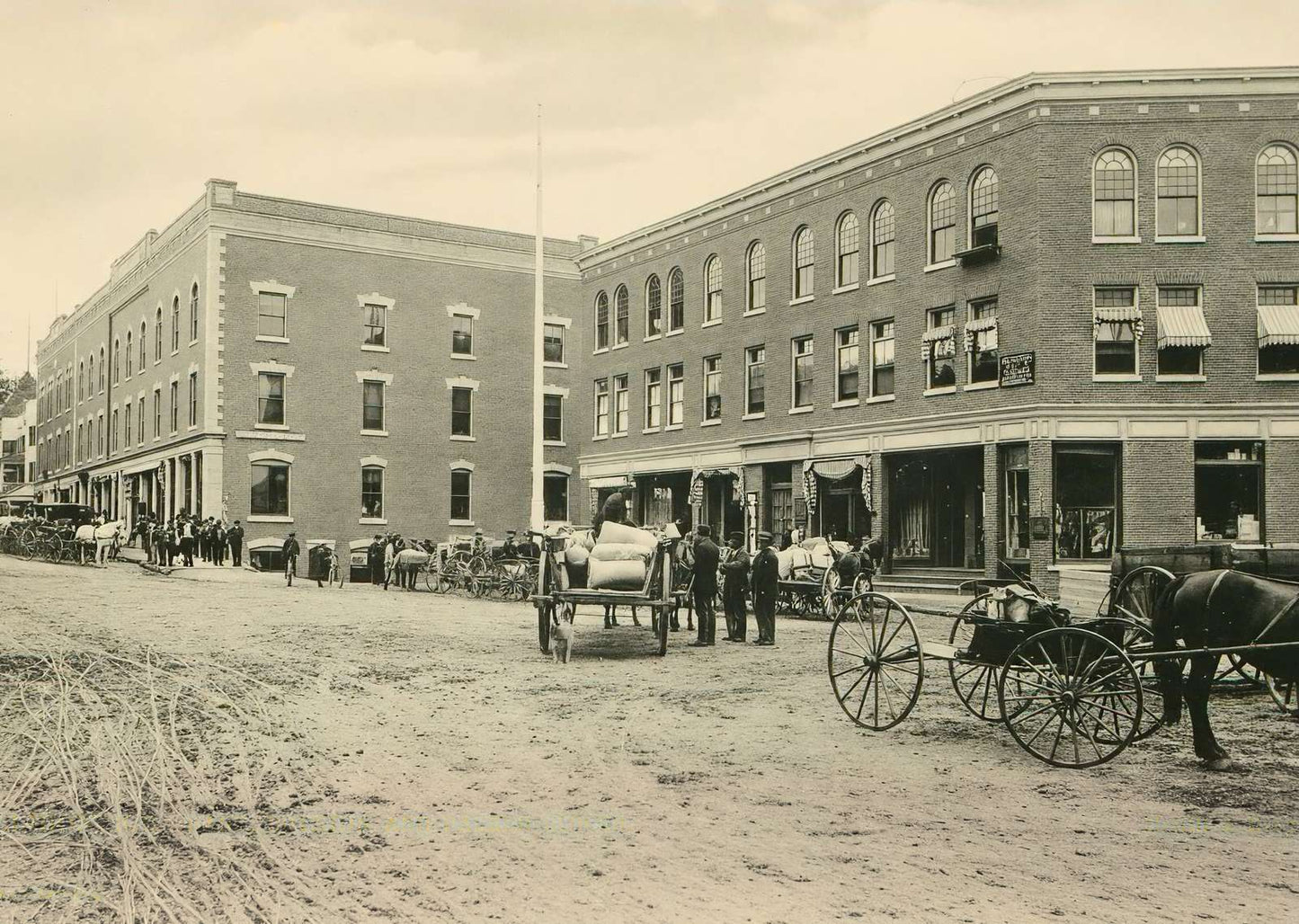 Bank Boynton and Parker Blocks Lisbon NH in 1906 Vintage Print (7 Sizes)