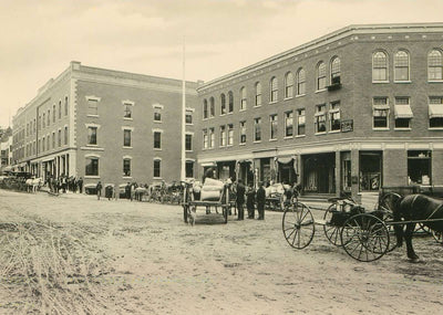 Bank Boynton and Parker Blocks Lisbon NH in 1906 Vintage Print (7 Sizes)