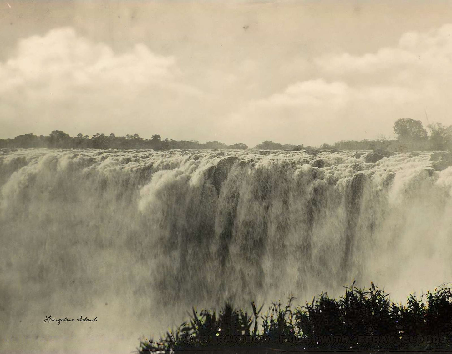 Livingstone Island Main and Rainbow Falls Vintage Print (7 Sizes)