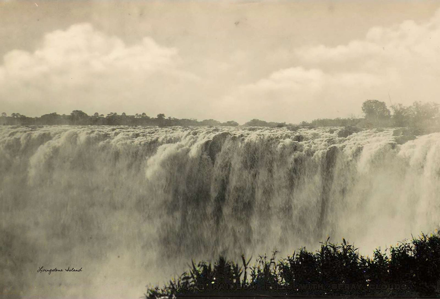 Livingstone Island Main and Rainbow Falls Vintage Print (7 Sizes)