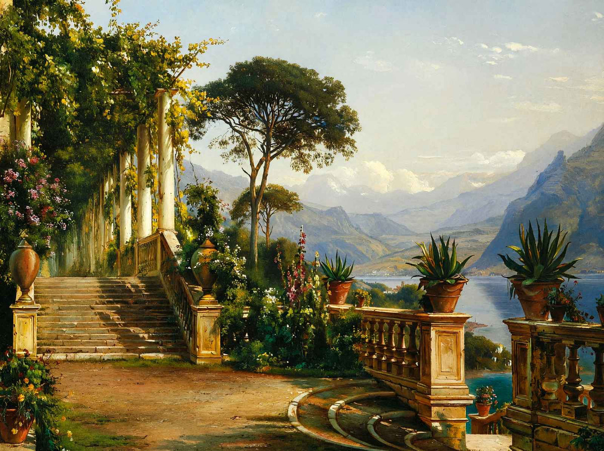 Lodge on Lake Como Painting by Carl Frederik Aagaard Fine Art Print (6 Sizes)