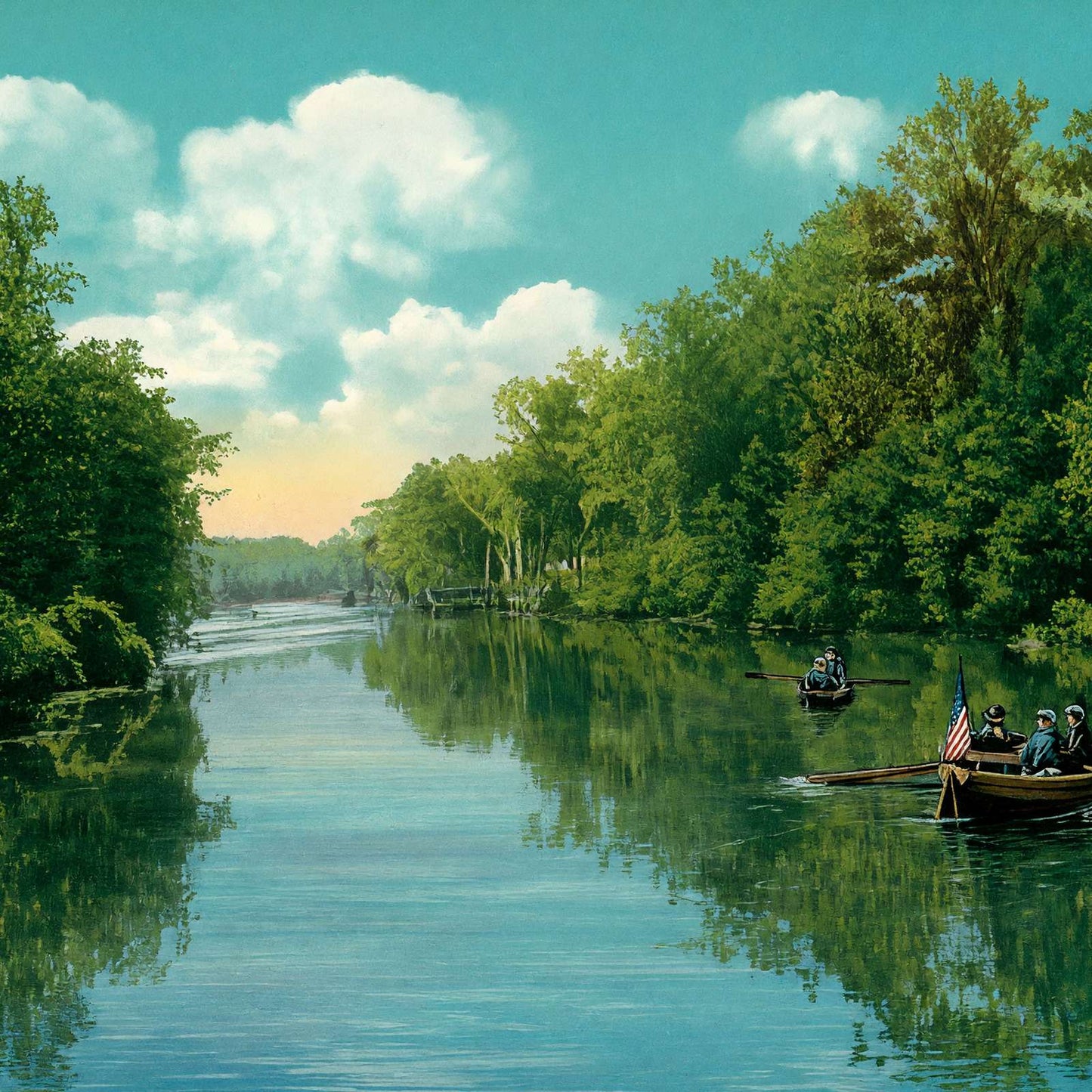 Long Reach Buffalo Bayou in 1907 Vintage Print (7 Sizes) - Archival Paper