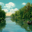 Long Reach Buffalo Bayou in 1907 Vintage Print (7 Sizes) - Archival Paper
