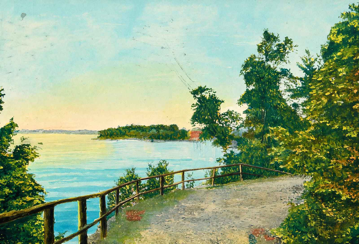Lookout at Red Rocks Burlington VT in 1907 Painting Print (7 Sizes)