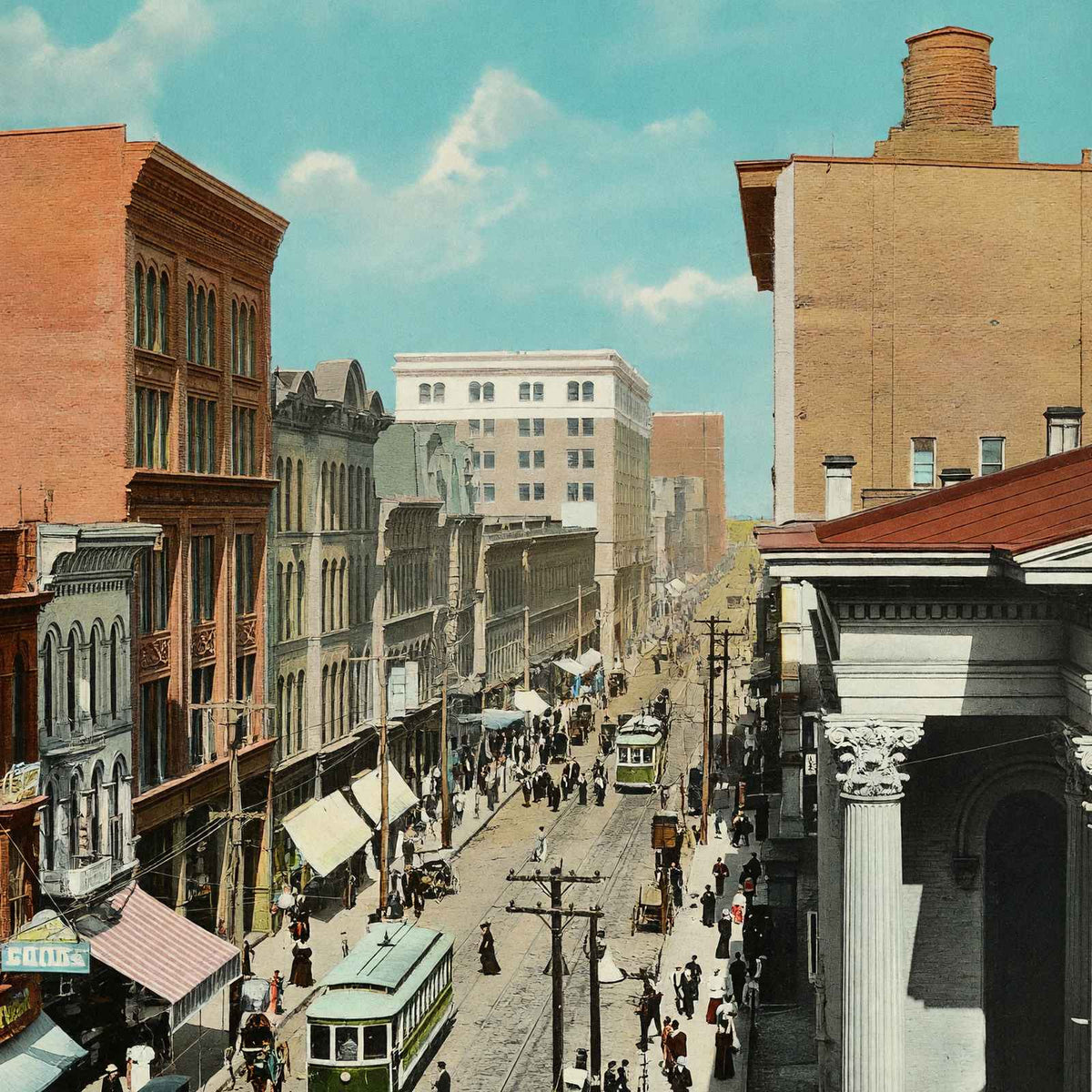 Fourth Avenue Louisville in 1907 Vintage Print (7 Sizes) - Retouched