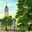 City Hall and Monument Square, Lowell, Massachusetts in 1907 Art Print (7 Sizes)