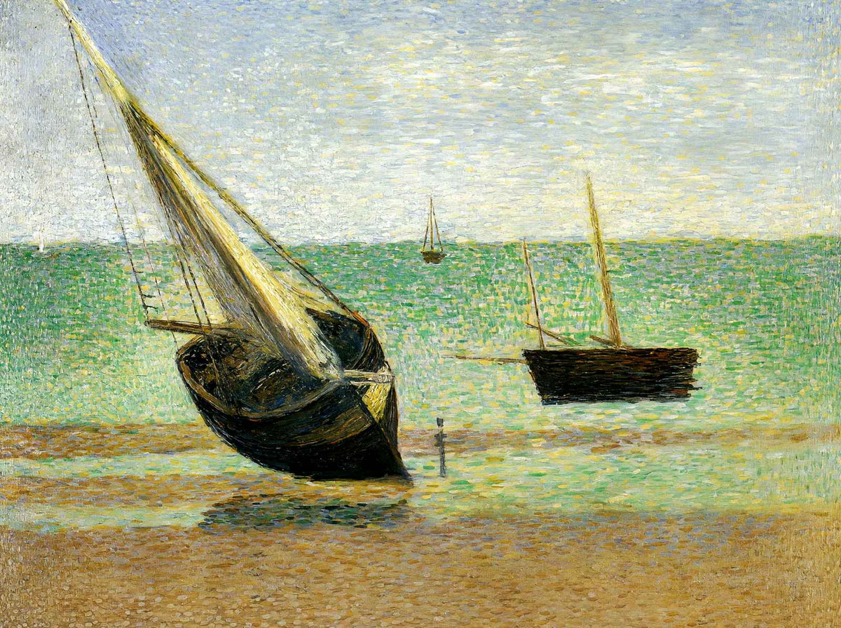 Low Tide at Grandcamp Fine Art Print 1885 Painting by Georges Seurat (6 Sizes)