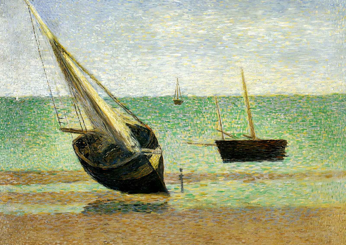 Low Tide at Grandcamp Fine Art Print 1885 Painting by Georges Seurat (6 Sizes)