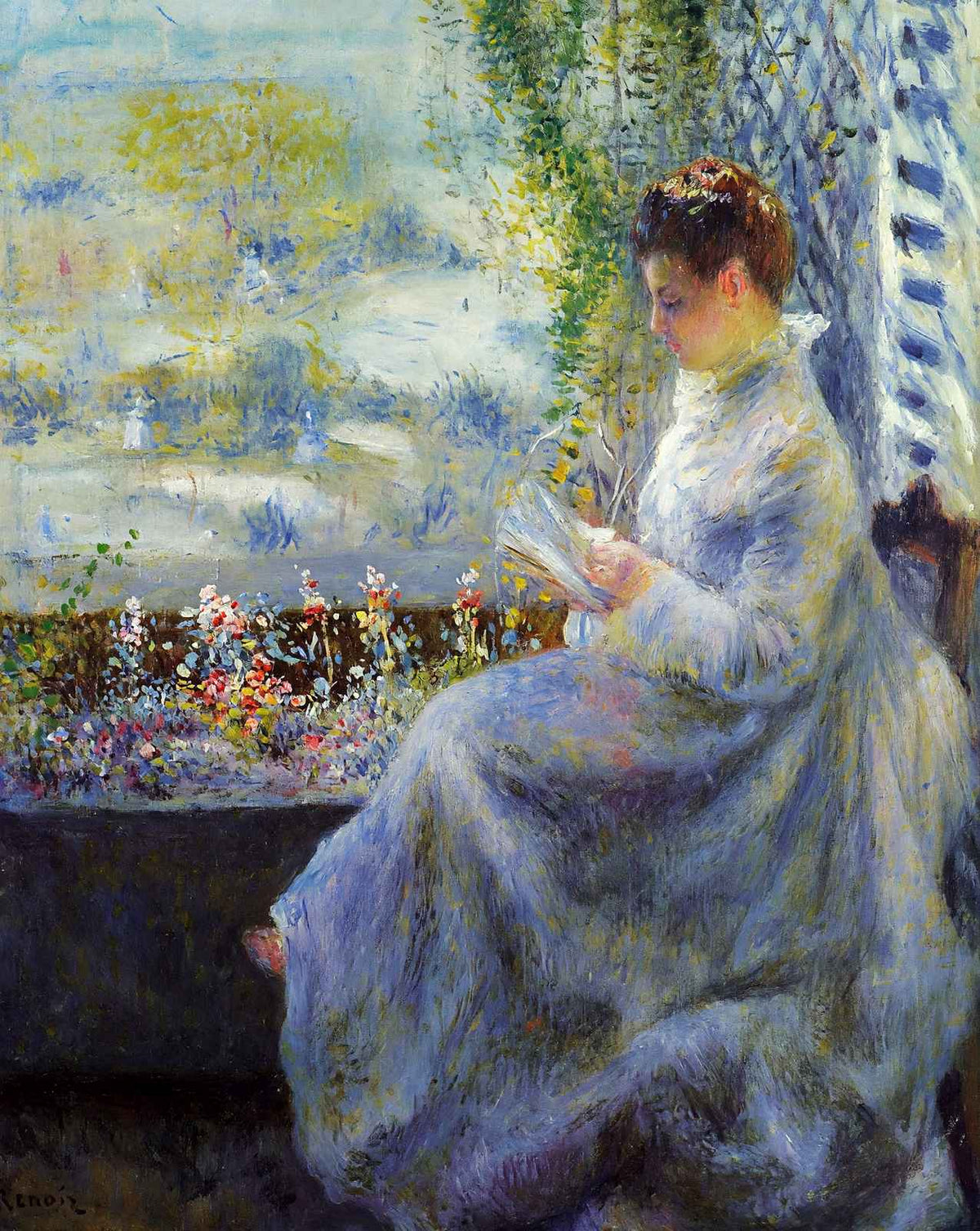 Madame Chocquet Reading fine art print by Pierre-Auguste Renoir (1876)