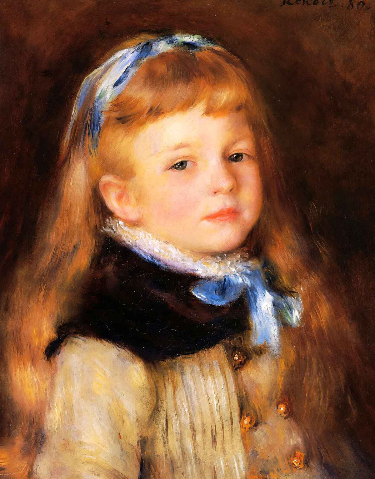 Mademoiselle Grimprel in a Blue Ribbon 1880 by Renoir Art Print (6 Sizes)