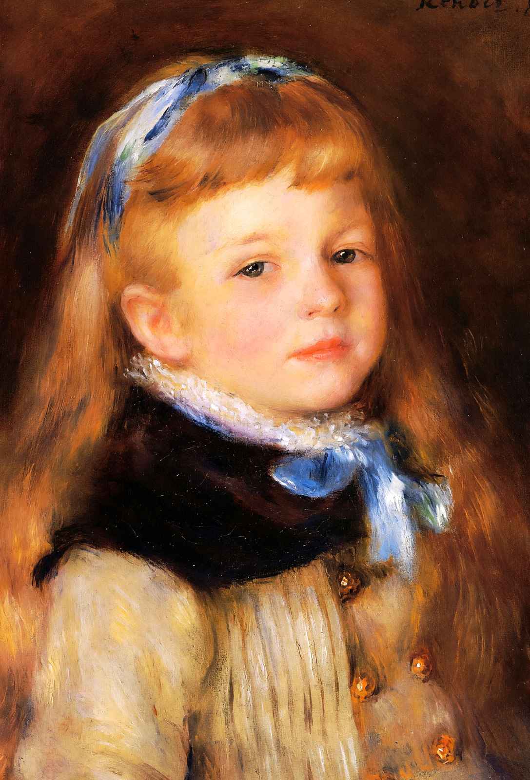 Mademoiselle Grimprel in a Blue Ribbon 1880 by Renoir Art Print (6 Sizes)