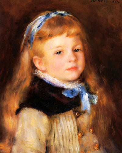 Mademoiselle Grimprel in a Blue Ribbon art print by Pierre-Auguste Renoir (1880)