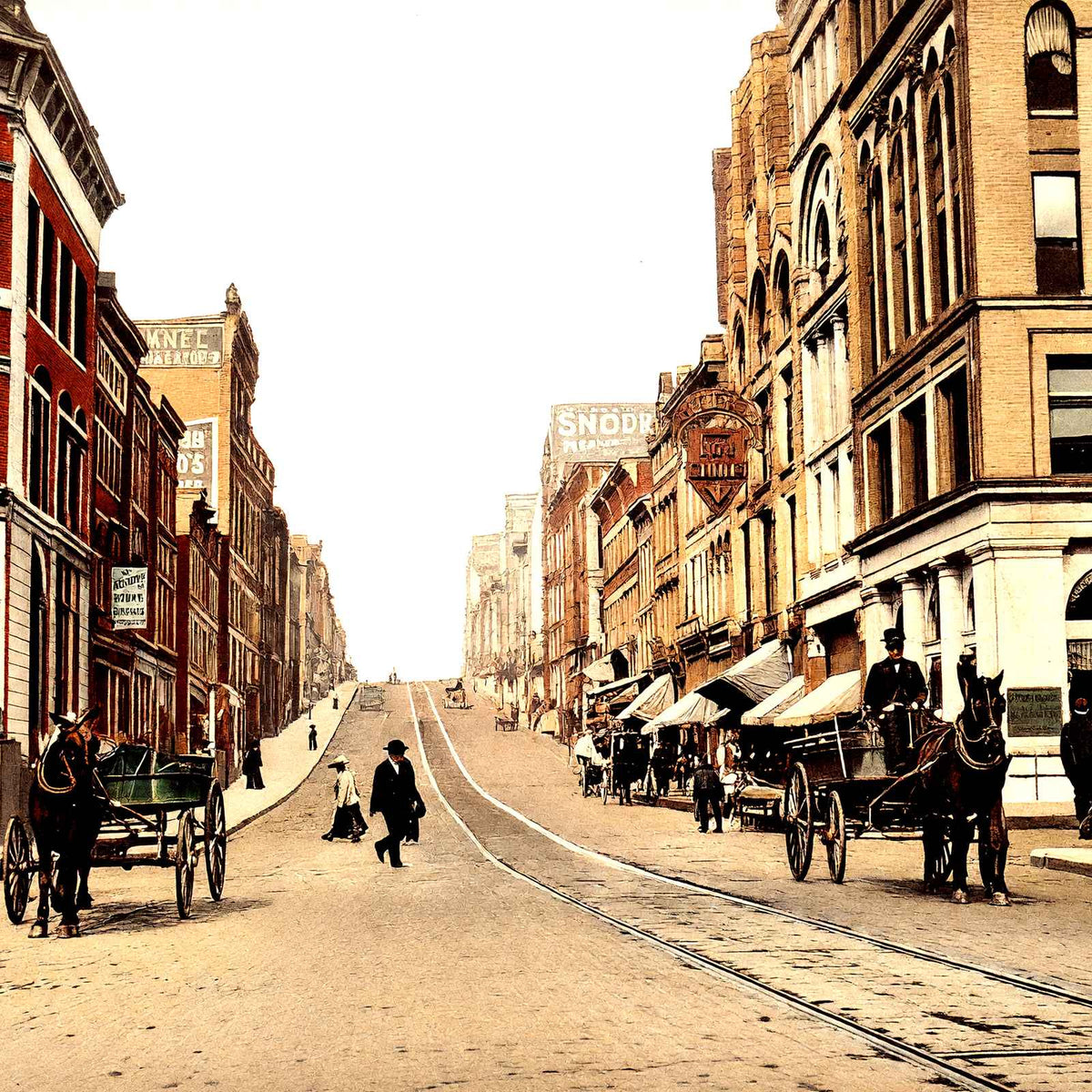 Main Street Wheeling West Virginia in 1908 Vintage Print (7 Sizes)
