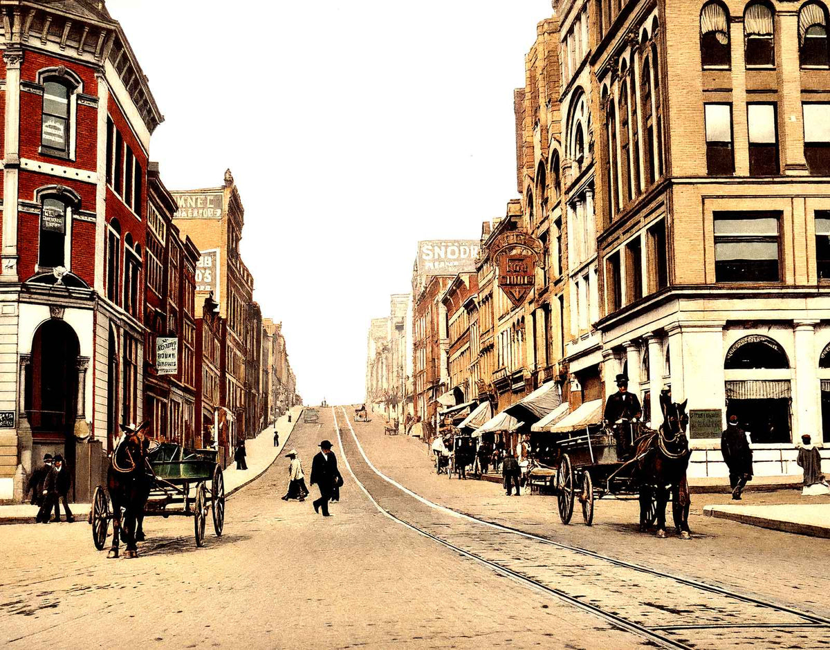 Main Street Wheeling West Virginia in 1908 Vintage Print (7 Sizes)