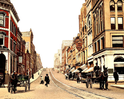 Main Street in Wheeling in 1908 vintage print