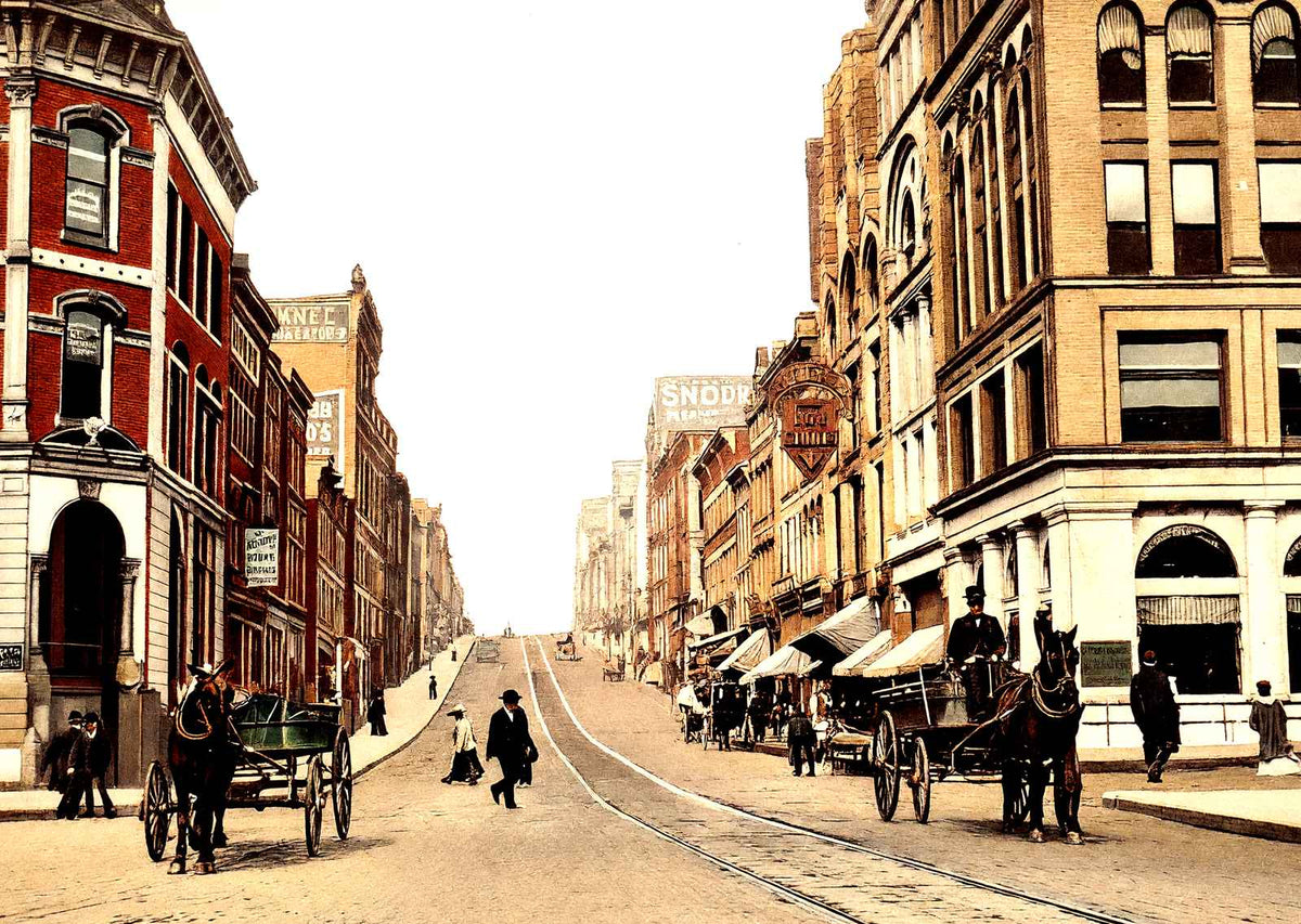Main Street Wheeling West Virginia in 1908 Vintage Print (7 Sizes)