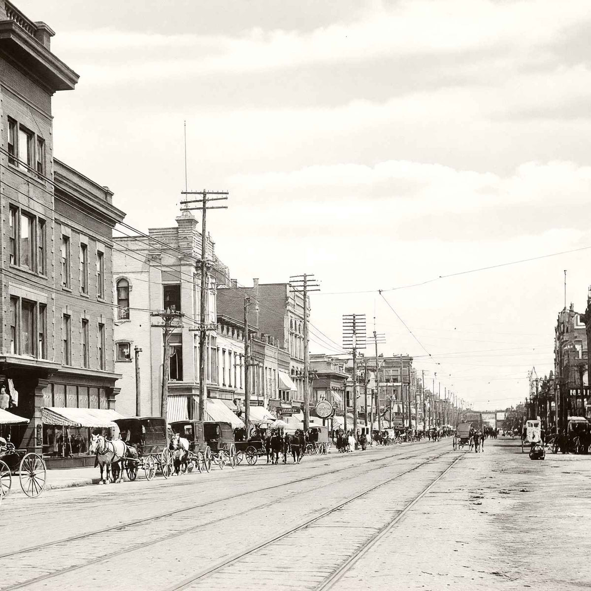 Main Street Looking North Findlay Ohio in 1906 Restored Photo Print (7 Sizes)