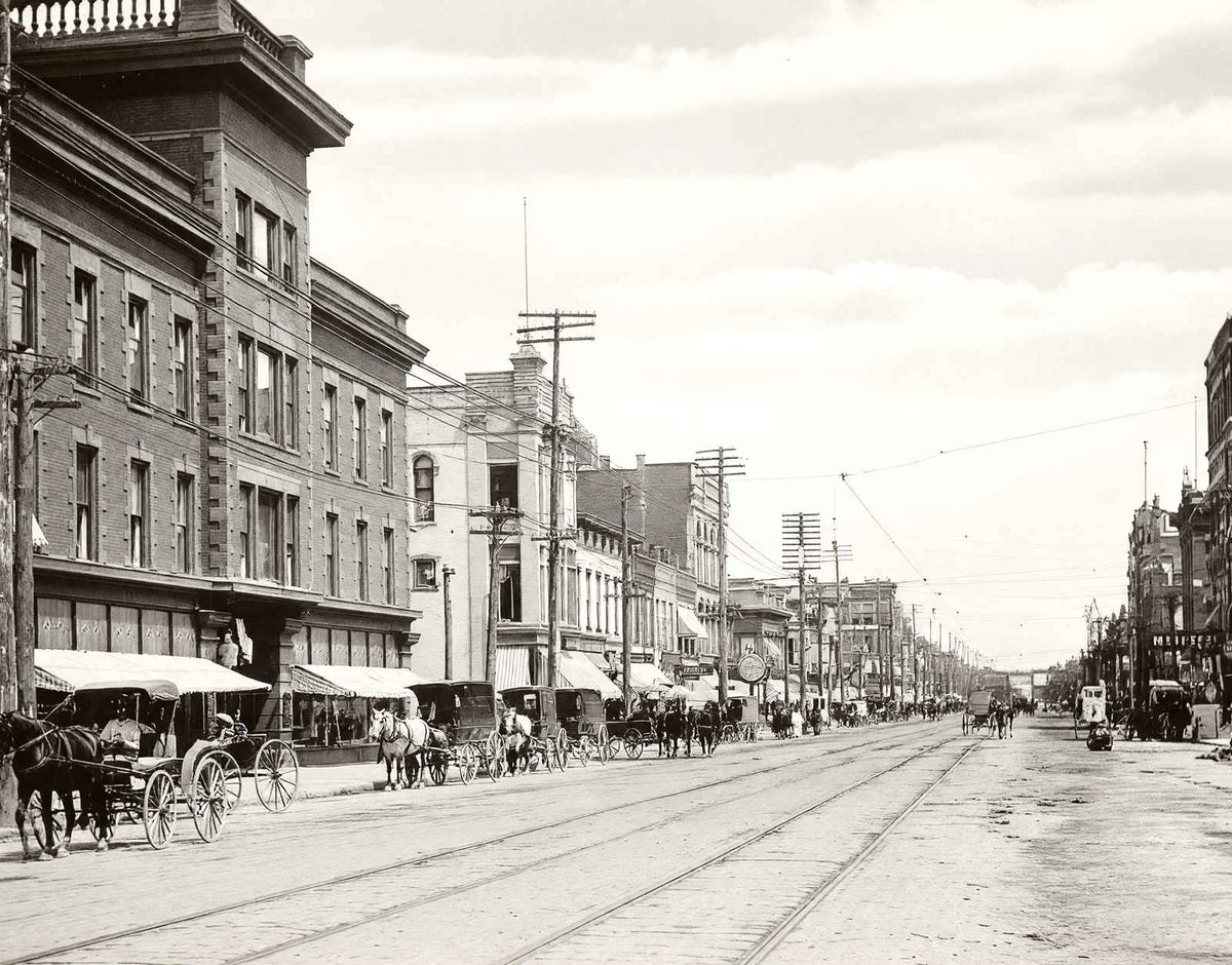 Main Street Looking North Findlay Ohio in 1906 Restored Photo Print (7 Sizes)