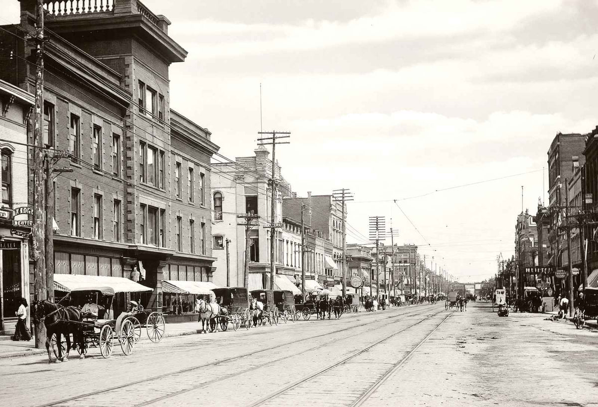 Main Street Looking North Findlay Ohio in 1906 Restored Photo Print (7 Sizes)