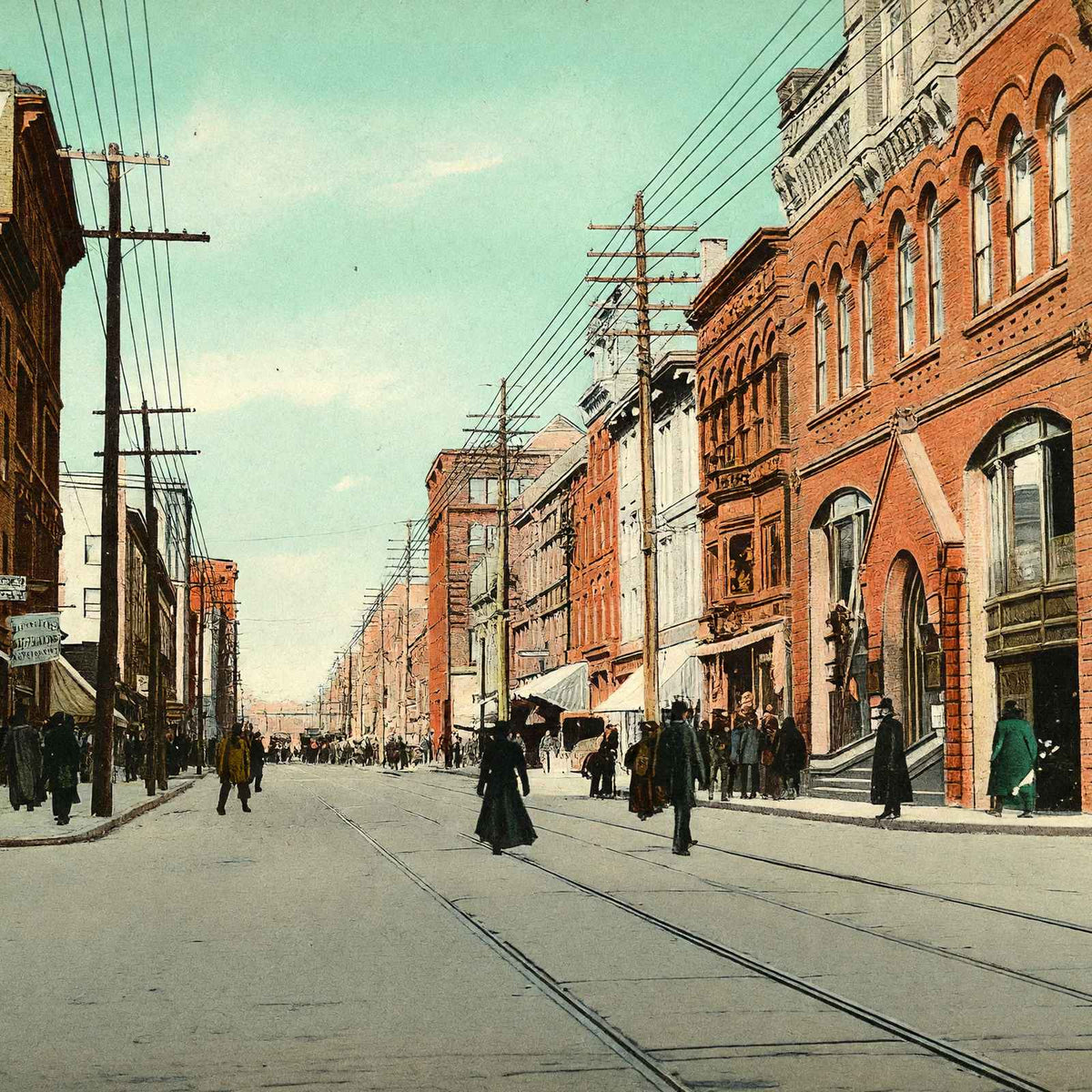 Main Street Bridgeport in 1907 Vintage Print (7 Sizes) - Premium Print