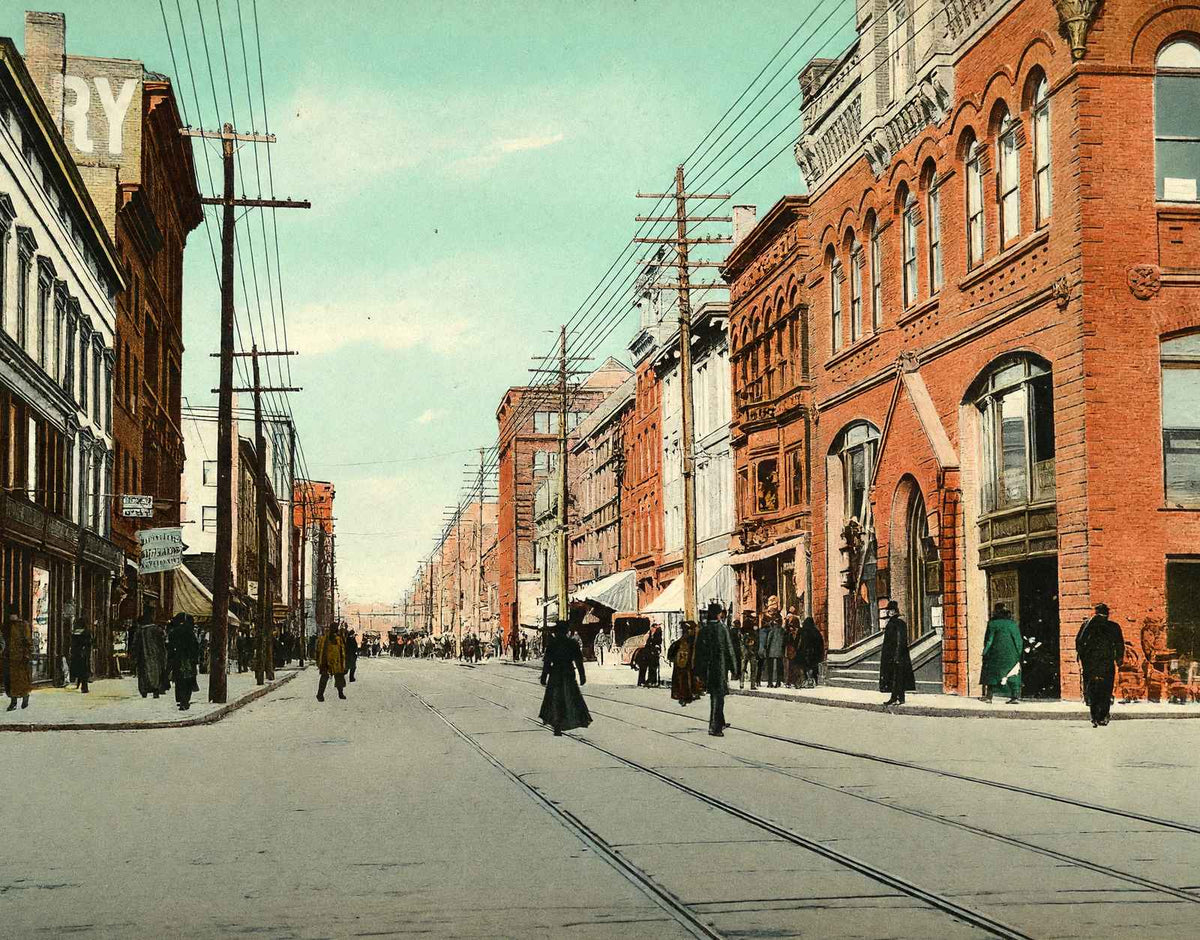 Main Street Bridgeport in 1907 Vintage Print (7 Sizes) - Premium Print