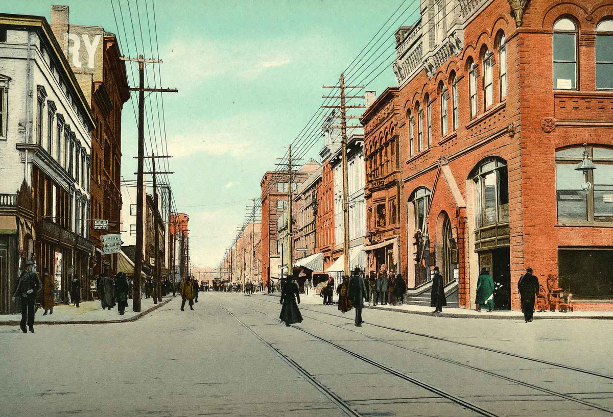 Main Street Bridgeport in 1907 Vintage Print (7 Sizes) - Premium Print