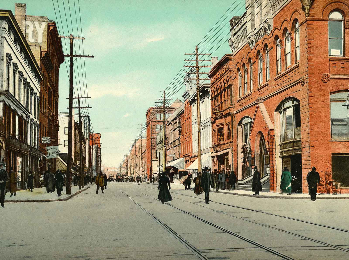 Main Street Bridgeport in 1907 Vintage Print (7 Sizes) - Premium Print