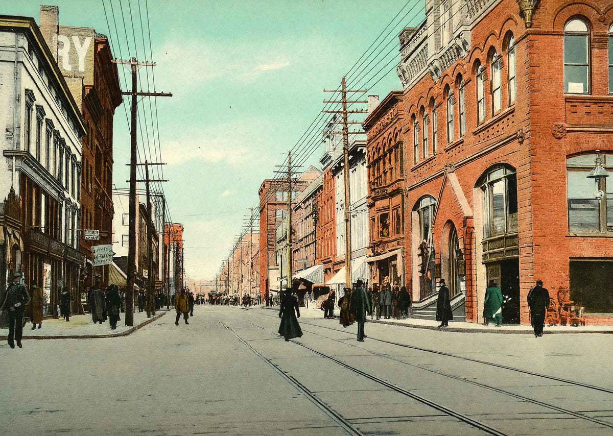 Main Street Bridgeport in 1907 Vintage Print (7 Sizes) - Premium Print