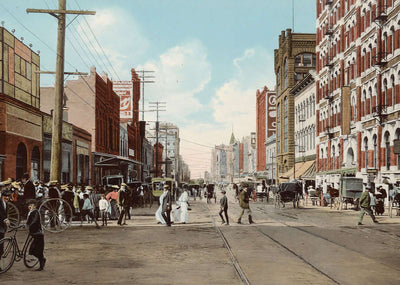 Main Street Looking West Dallas in 1908 Vintage Print (7 Sizes) - Restored