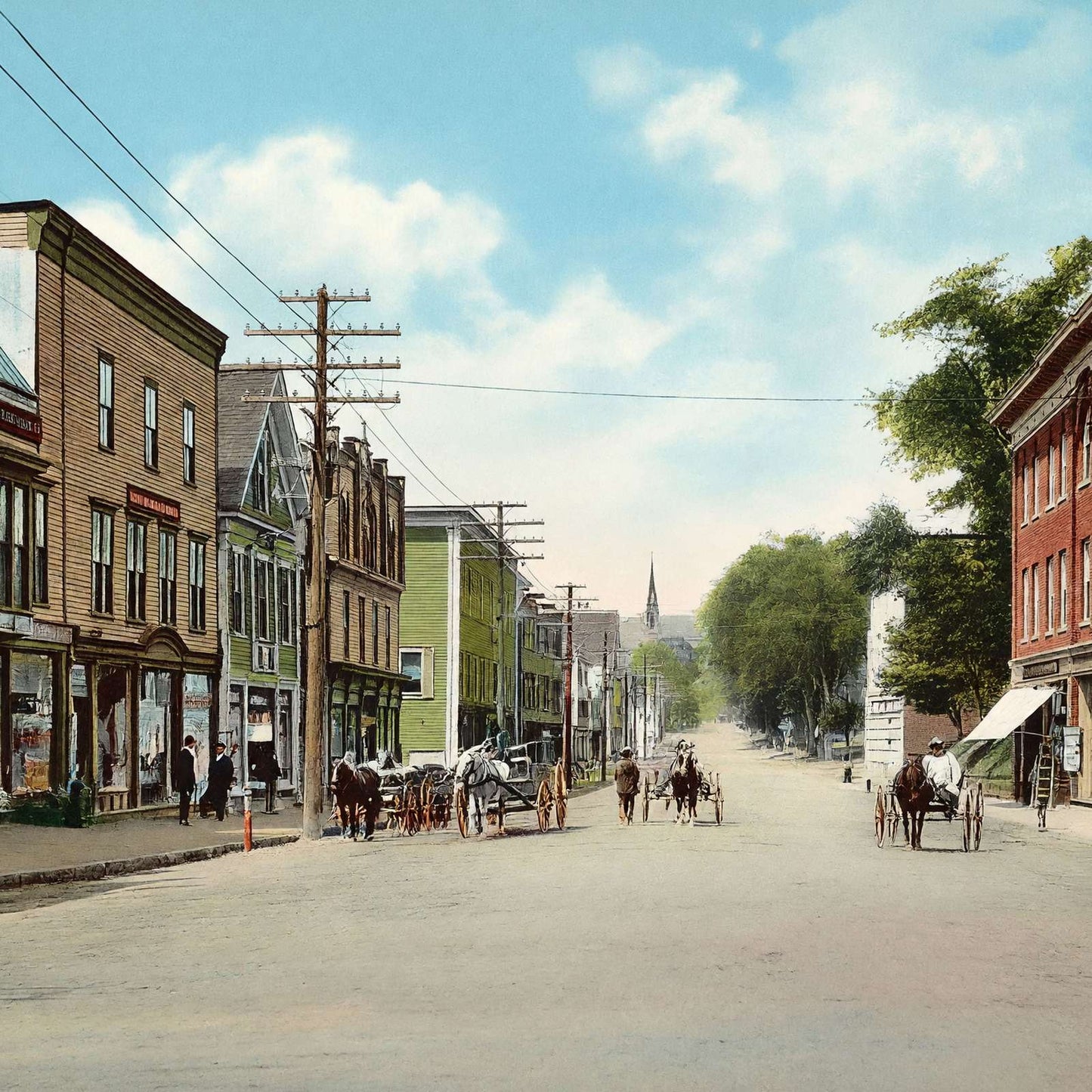 Main Street Looking West Littleton NH in 1907 Vintage Print (7 Sizes)