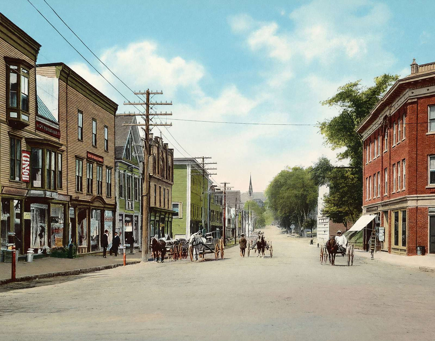 Main Street Looking West Littleton NH in 1907 Vintage Print (7 Sizes)