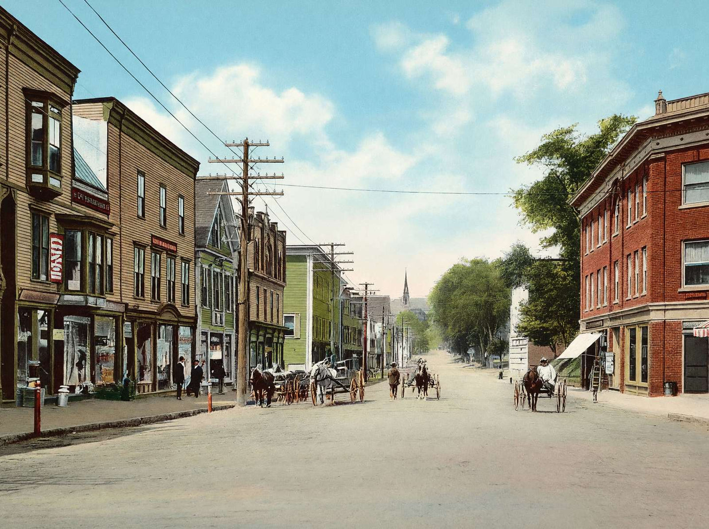 Main Street Looking West Littleton NH in 1907 Vintage Print (7 Sizes)
