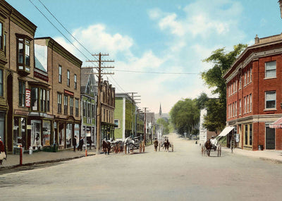 Main Street Looking West Littleton NH in 1907 Vintage Print (7 Sizes)