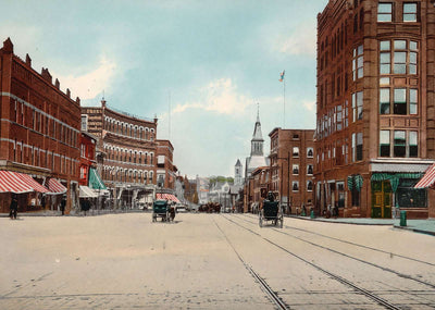 Main Street Nashua NH in 1906 Vintage Print (7 Sizes) - Reproduction