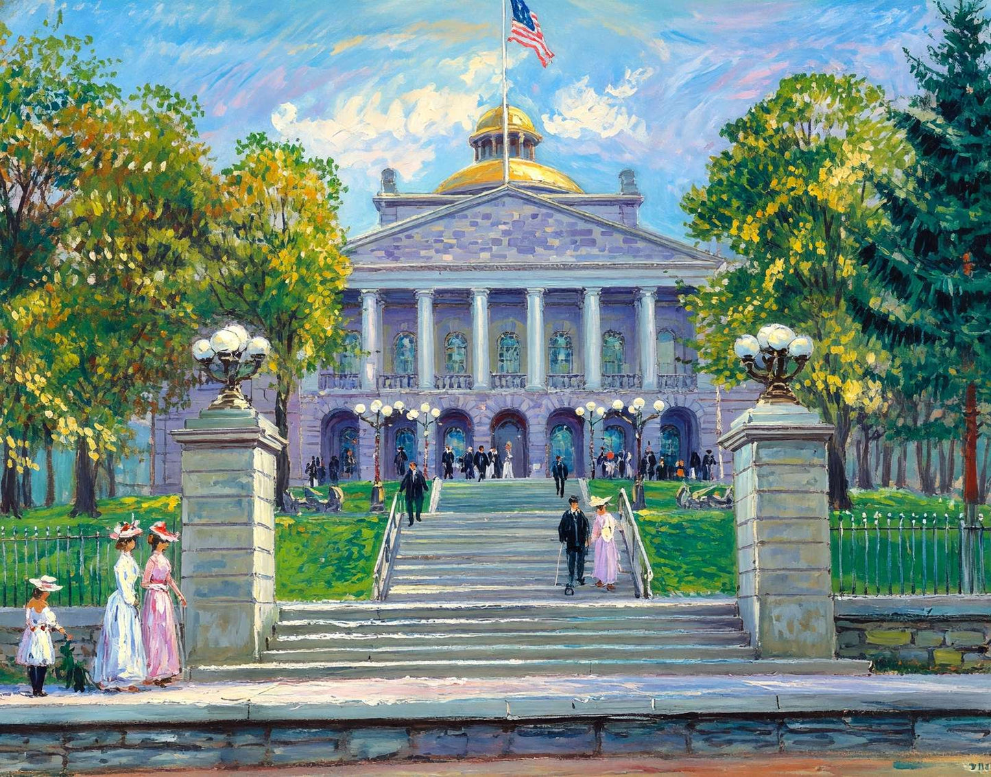 Maine State Capitol Augusta Maine in 1906 Art Print (7 Sizes) - Premium Print