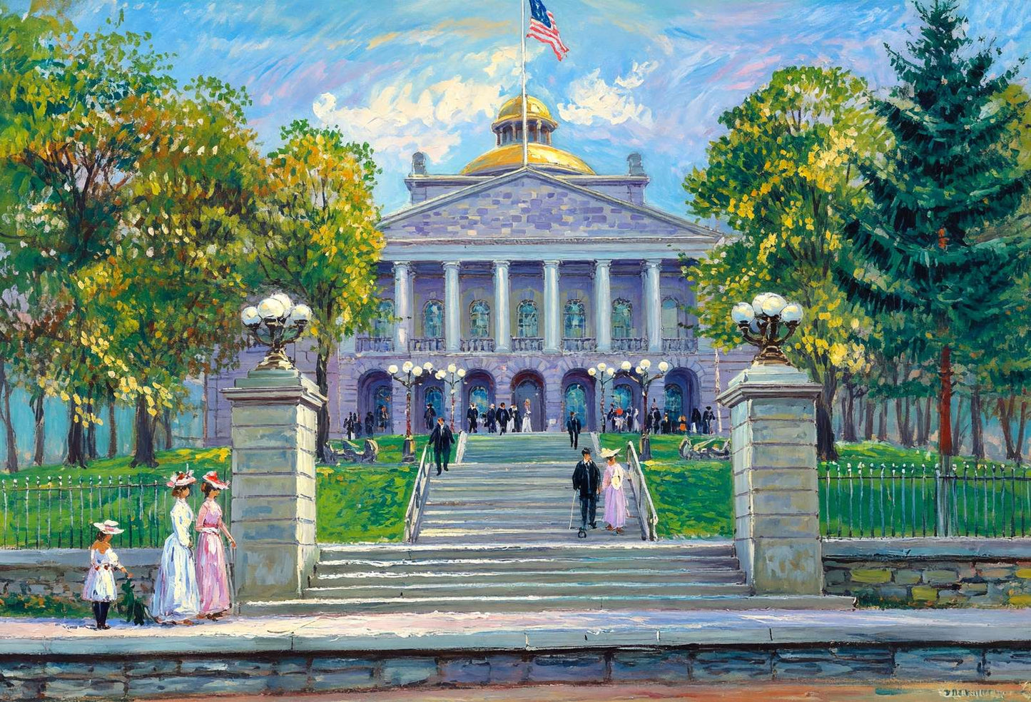 Maine State Capitol Augusta Maine in 1906 Art Print (7 Sizes) - Premium Print