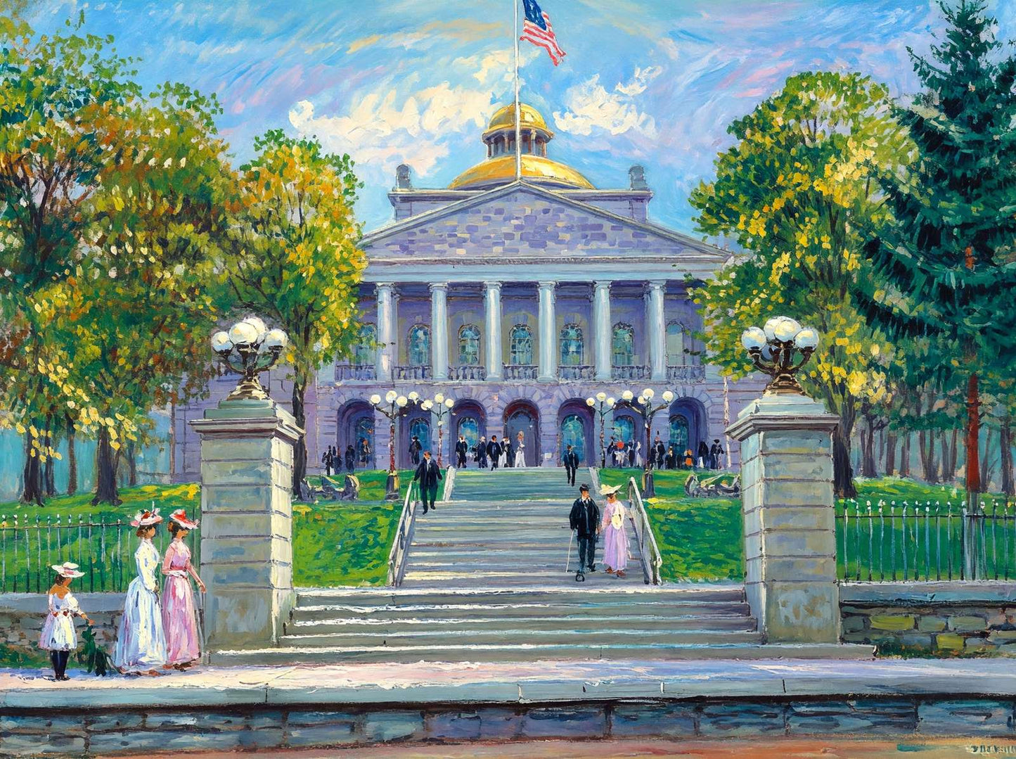 Maine State Capitol Augusta Maine in 1906 Art Print (7 Sizes) - Premium Print