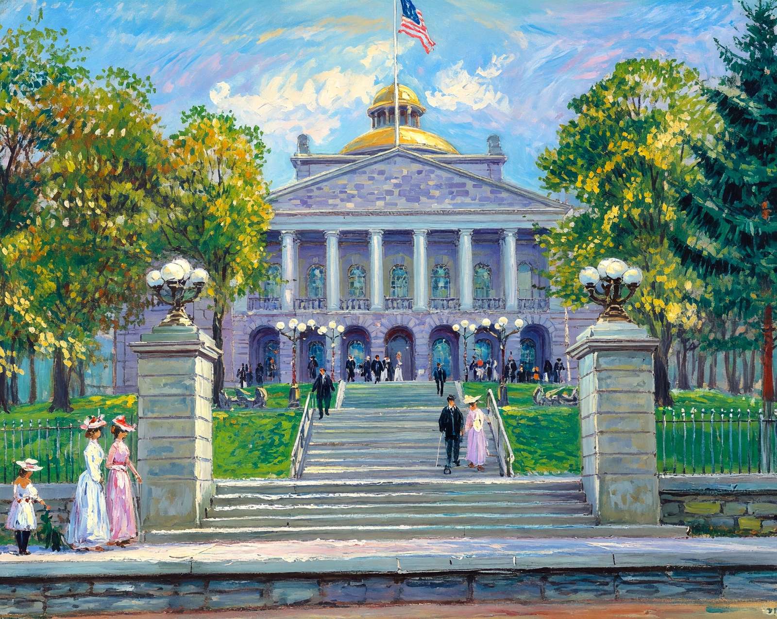 Maine State Capitol in Augusta in 1906 art print