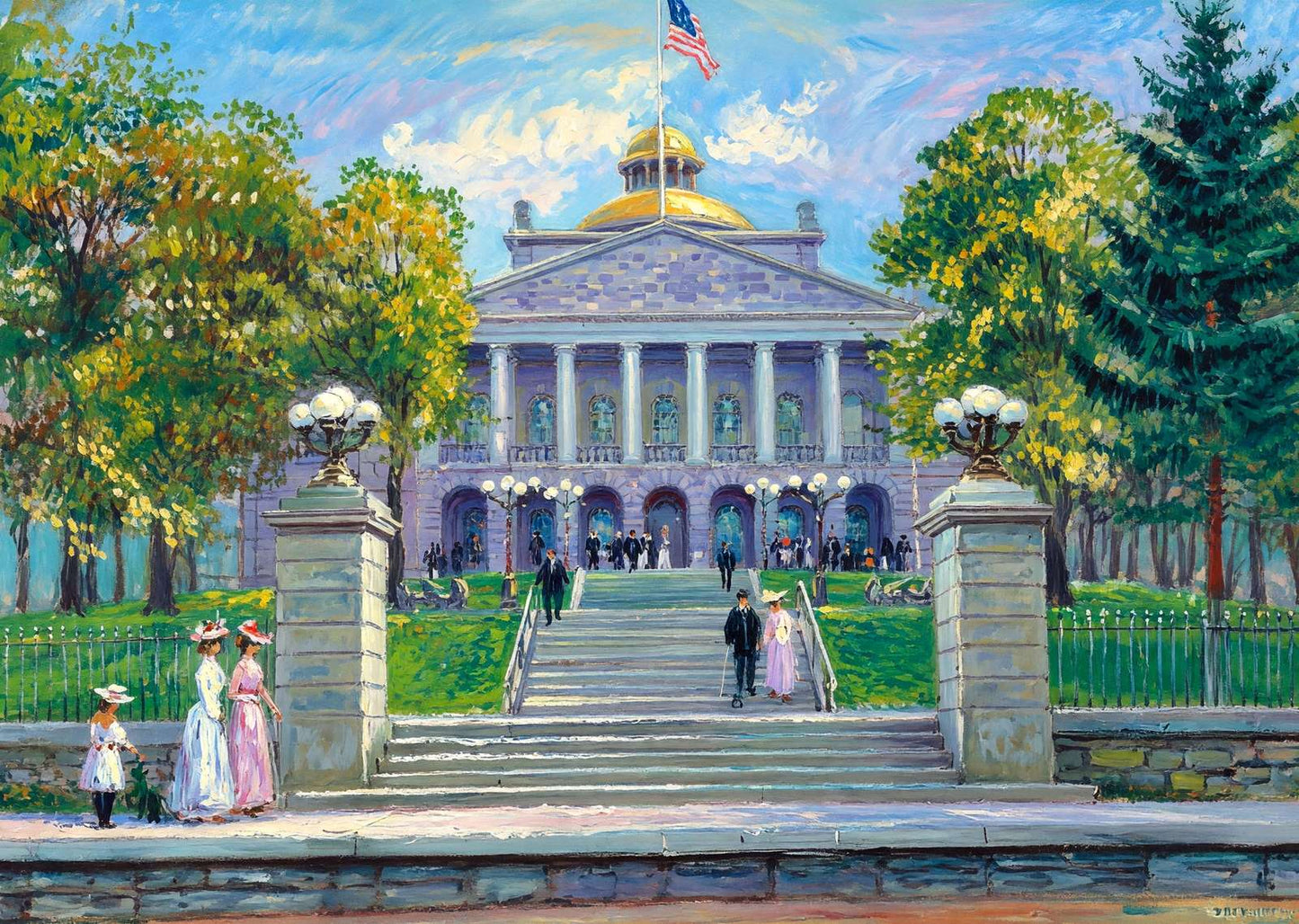 Maine State Capitol Augusta Maine in 1906 Art Print (7 Sizes) - Premium Print