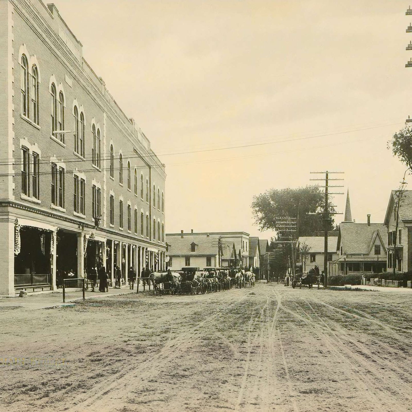 Main Street Lisbon NH in 1906 Vintage Print (7 Sizes) - Restored