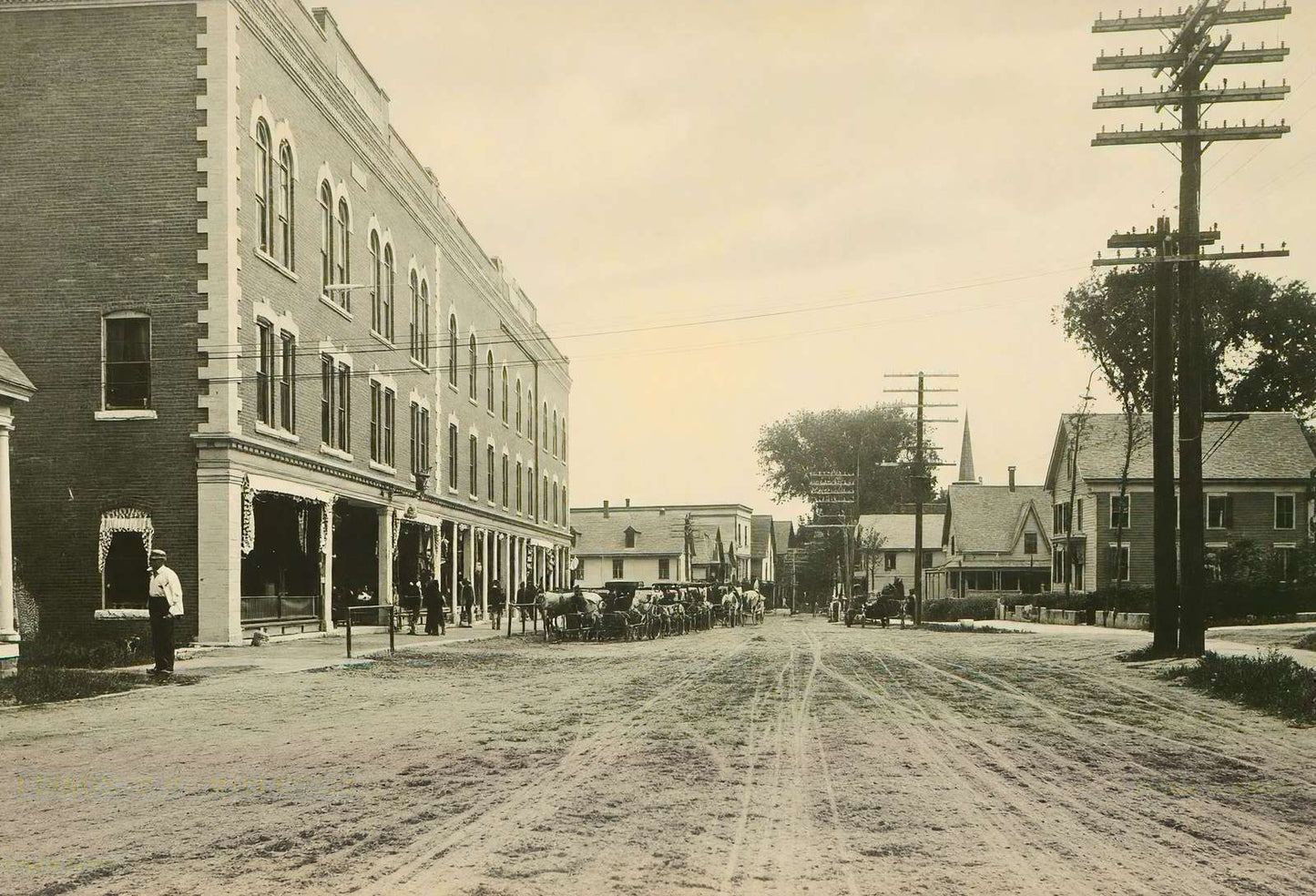 Main Street Lisbon NH in 1906 Vintage Print (7 Sizes) - Restored