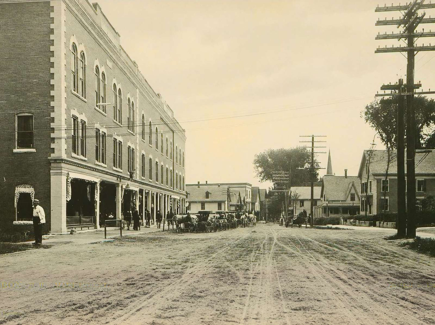 Main Street Lisbon NH in 1906 Vintage Print (7 Sizes) - Restored