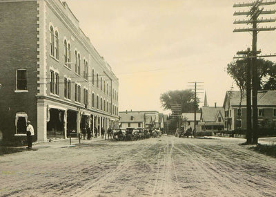 Main Street Lisbon NH in 1906 Vintage Print (7 Sizes) - Restored
