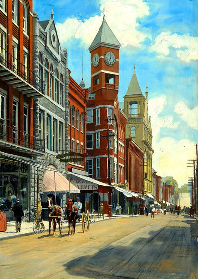 Main Street Staunton VA in 1907 Art Print (7 Sizes) - High Quality
