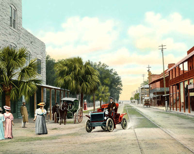 Main Street in Bradentown in 1908 vintage print