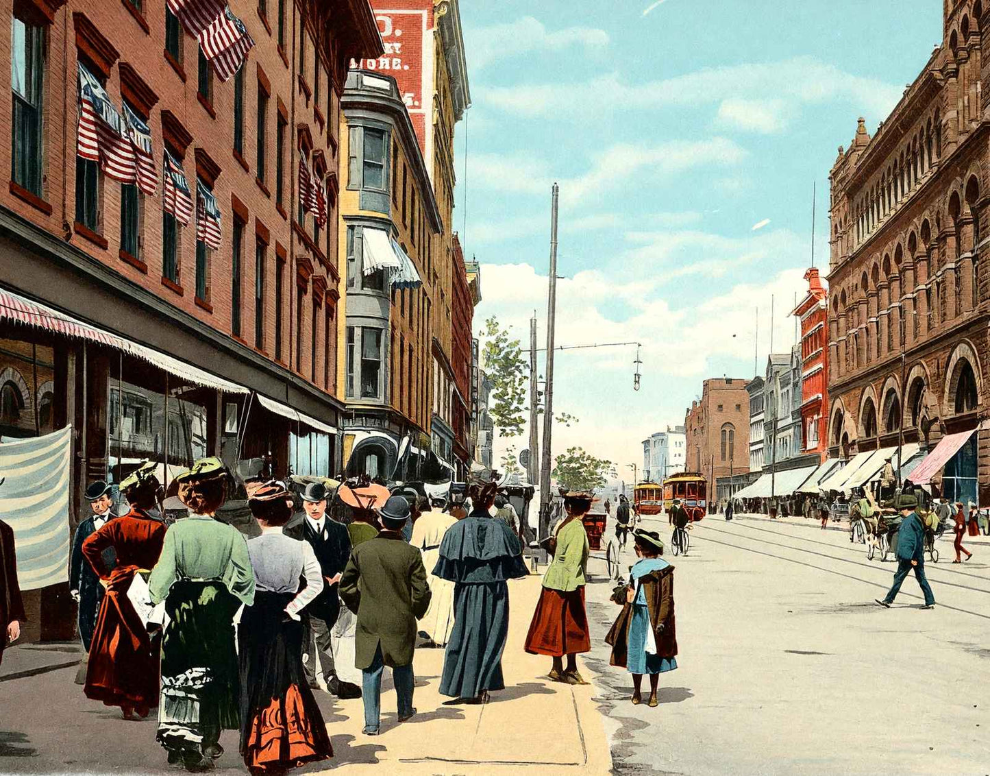 Main Street Hartford in 1904 Vintage Print (7 Sizes) - High Quality