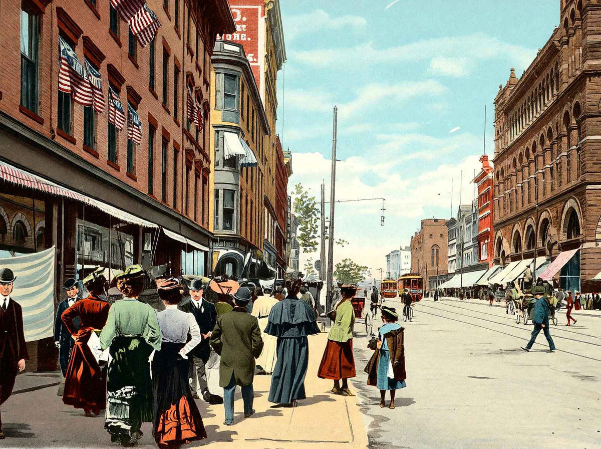 Main Street Hartford in 1904 Vintage Print (7 Sizes) - High Quality